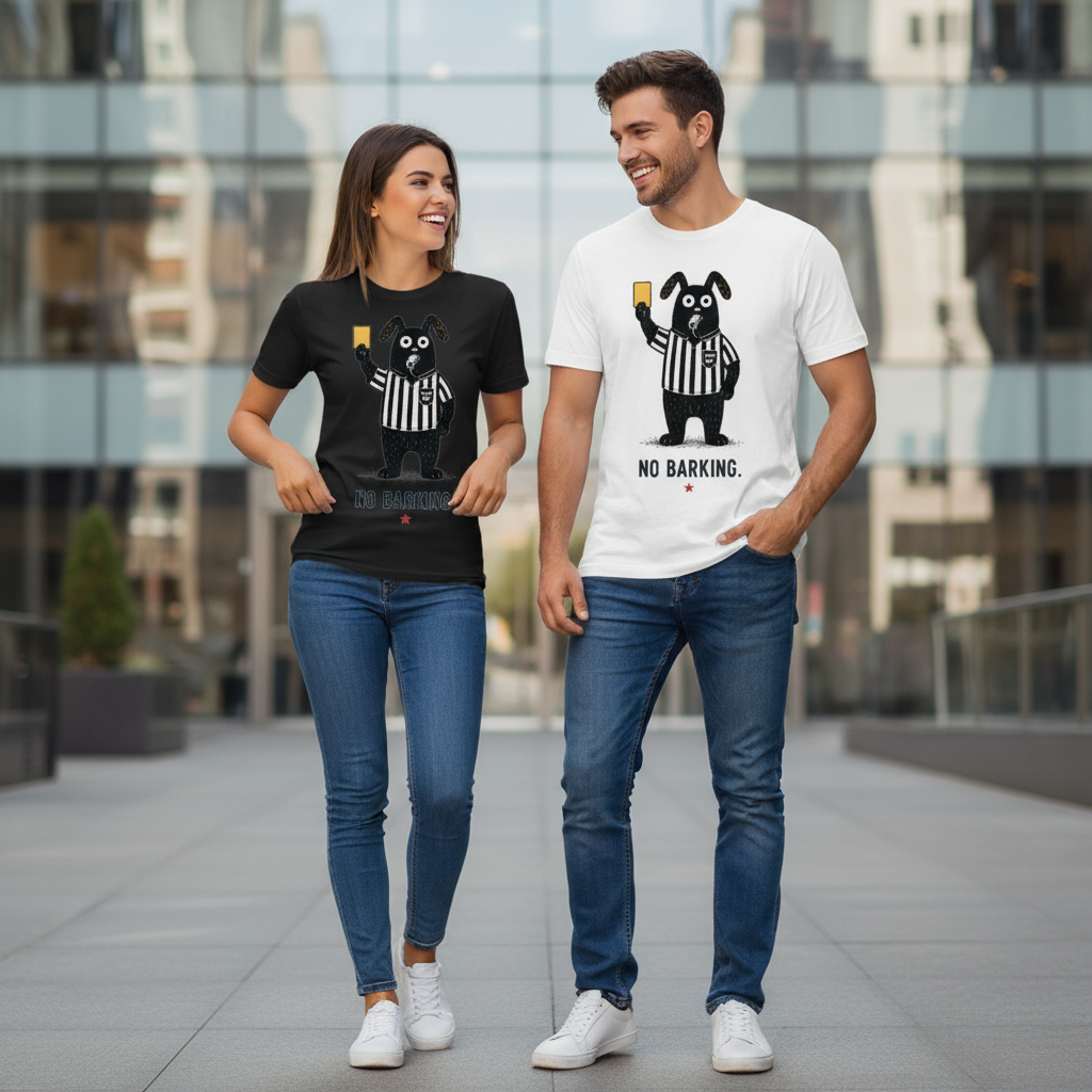 No Barking Funny Soccer Referee Dog Graphic Tee