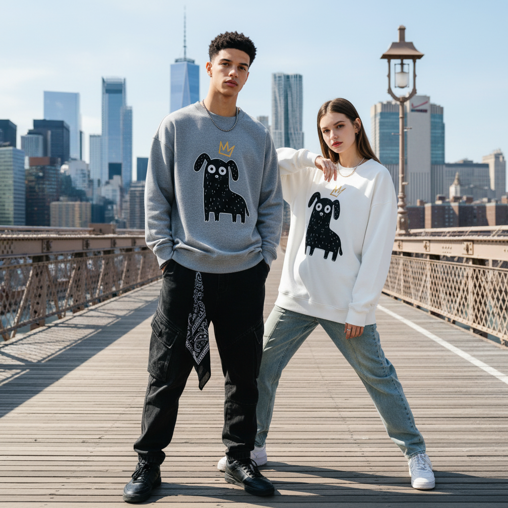 King Dog Crown Doodle Art Crewneck C1123