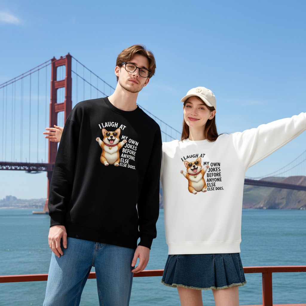 I Laugh At My Own Jokes Corgi Crewneck C1103