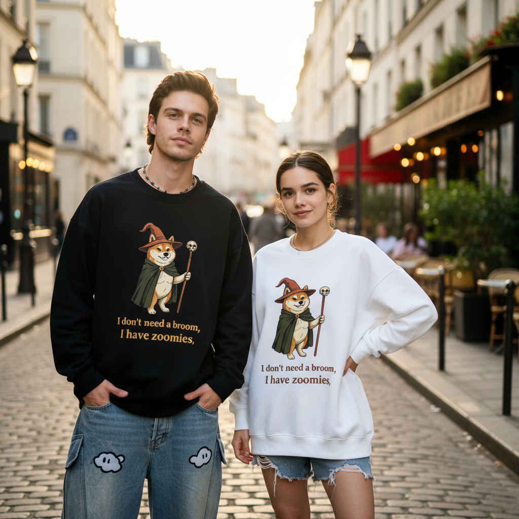 I Have Zoomies Shiba Wizard Graphic Crewneck C1110