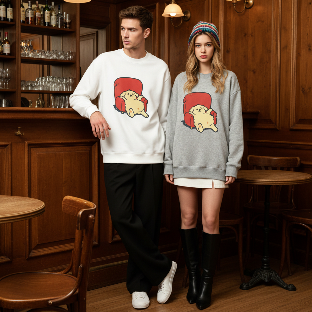 Lazy Dog Red Armchair Cozy Crewneck C1115