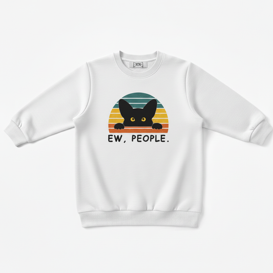 Ew People Peeking Cat Vintage Sunset Crewneck C1100