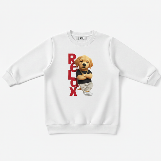 Relax Cool Golden Puppy Streetwear Crewneck C1104