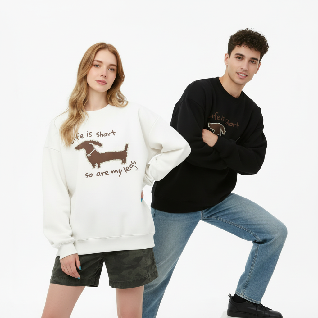 Funny Short Legs Dog Quote Graphic Pet Lover Crewneck C1027