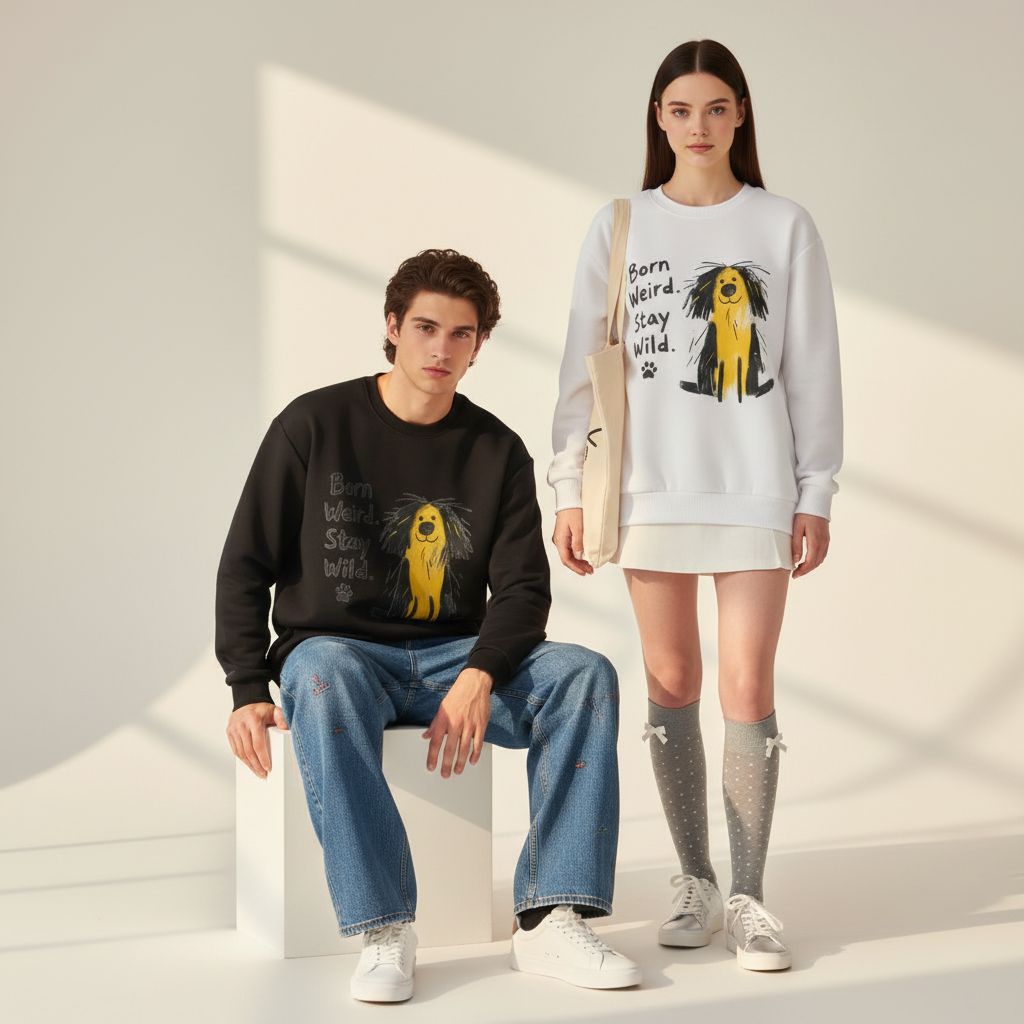 Born Weird Stay Wild Dog Crewneck C1145