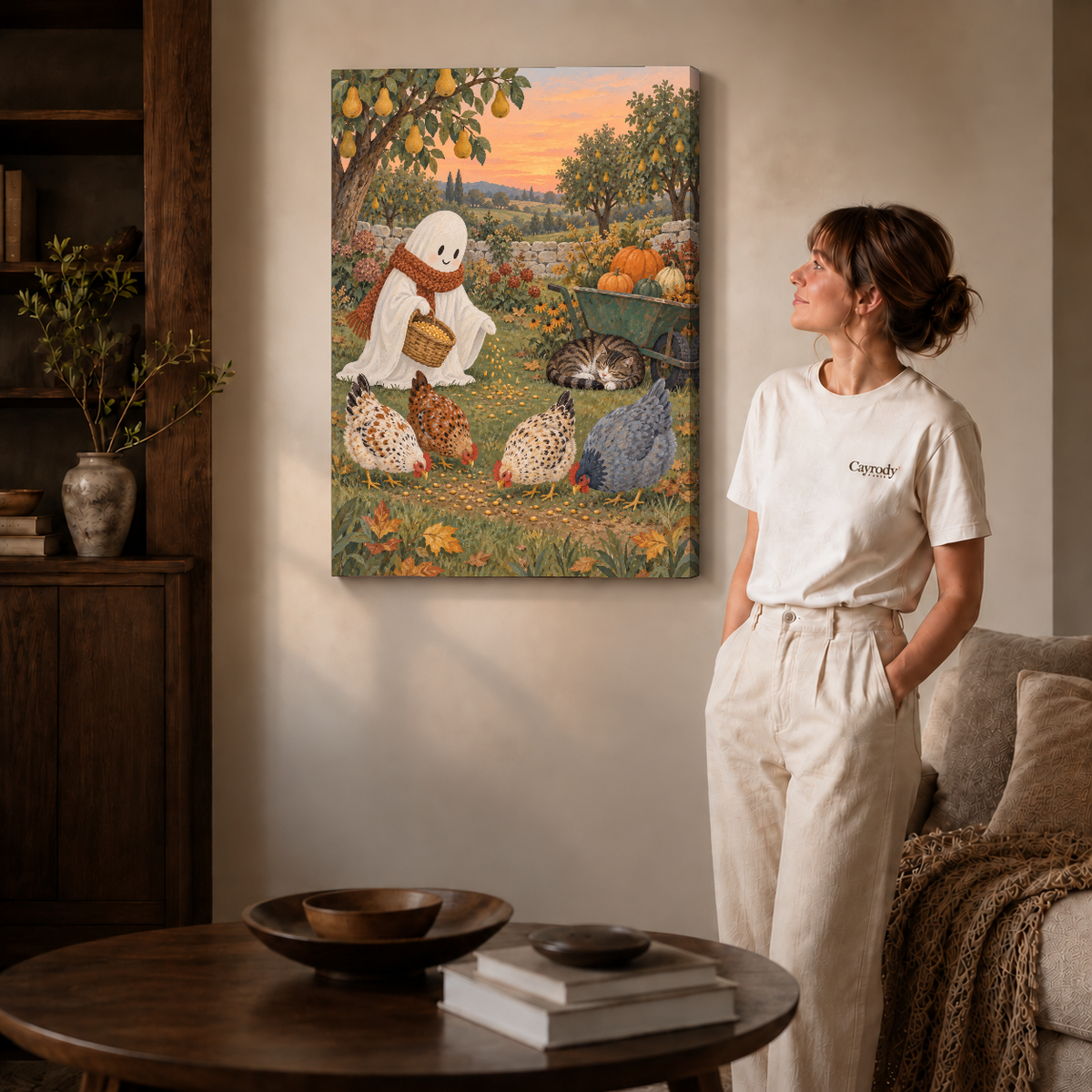 Gallery wrapped canvas option displaying the complete ghost farm scene with a natural shaded side edge.