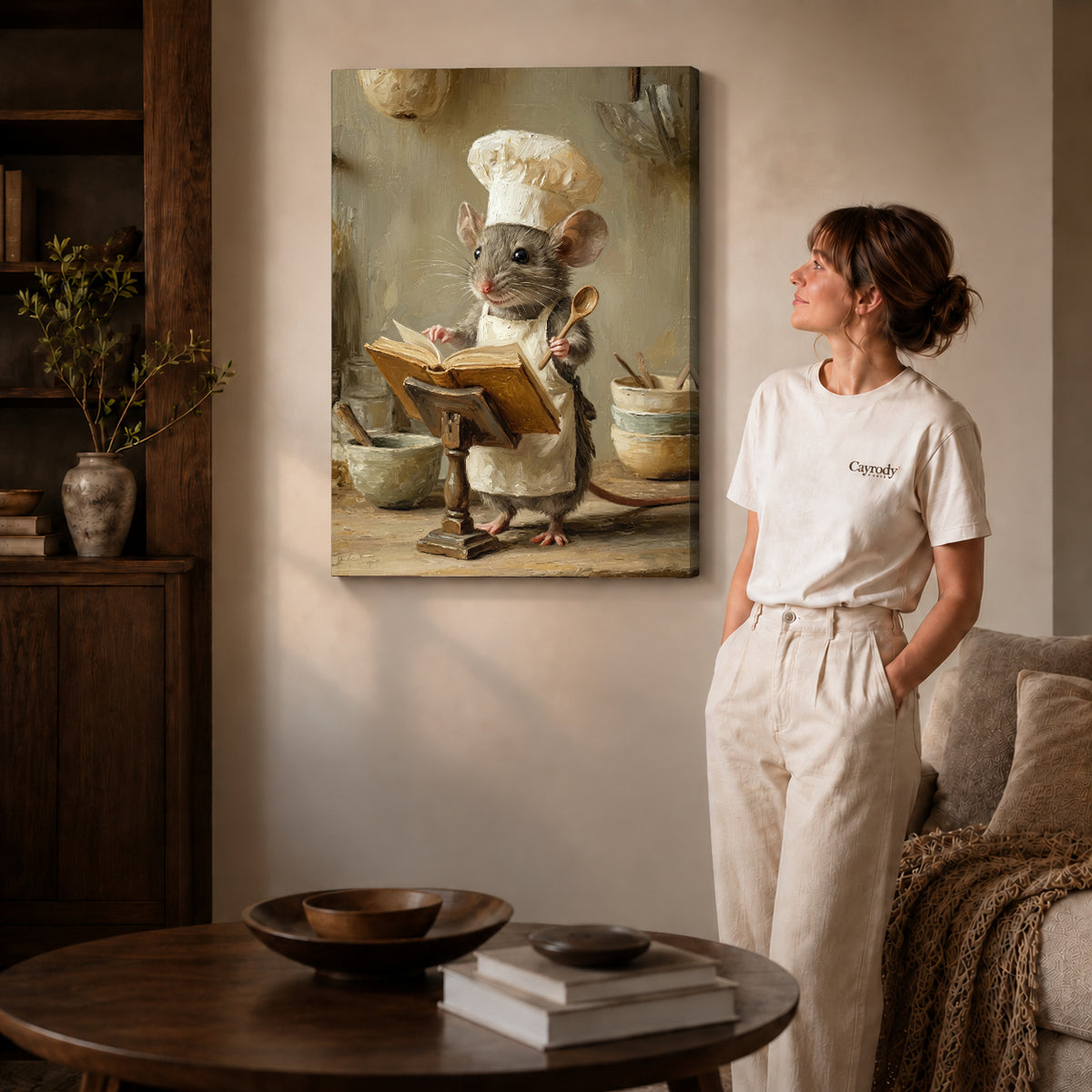 warm recipe mouse canvas art shown in the gallery-wrapped option with visible depth and warm surroundings.