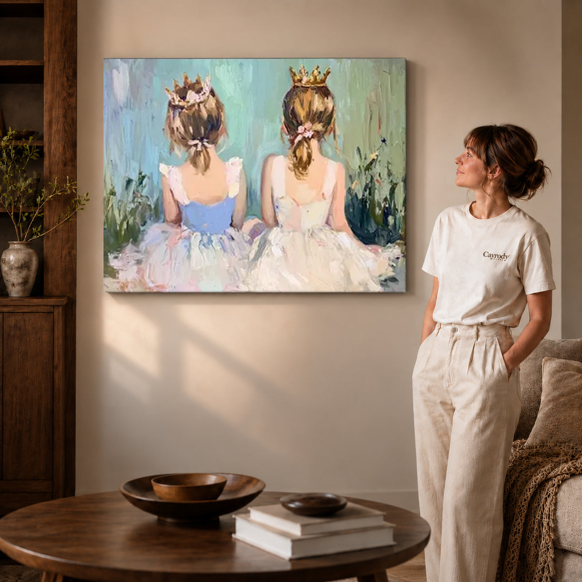 little crown companions canvas art shown in the gallery-wrapped option with natural side shading and warm surroundings.