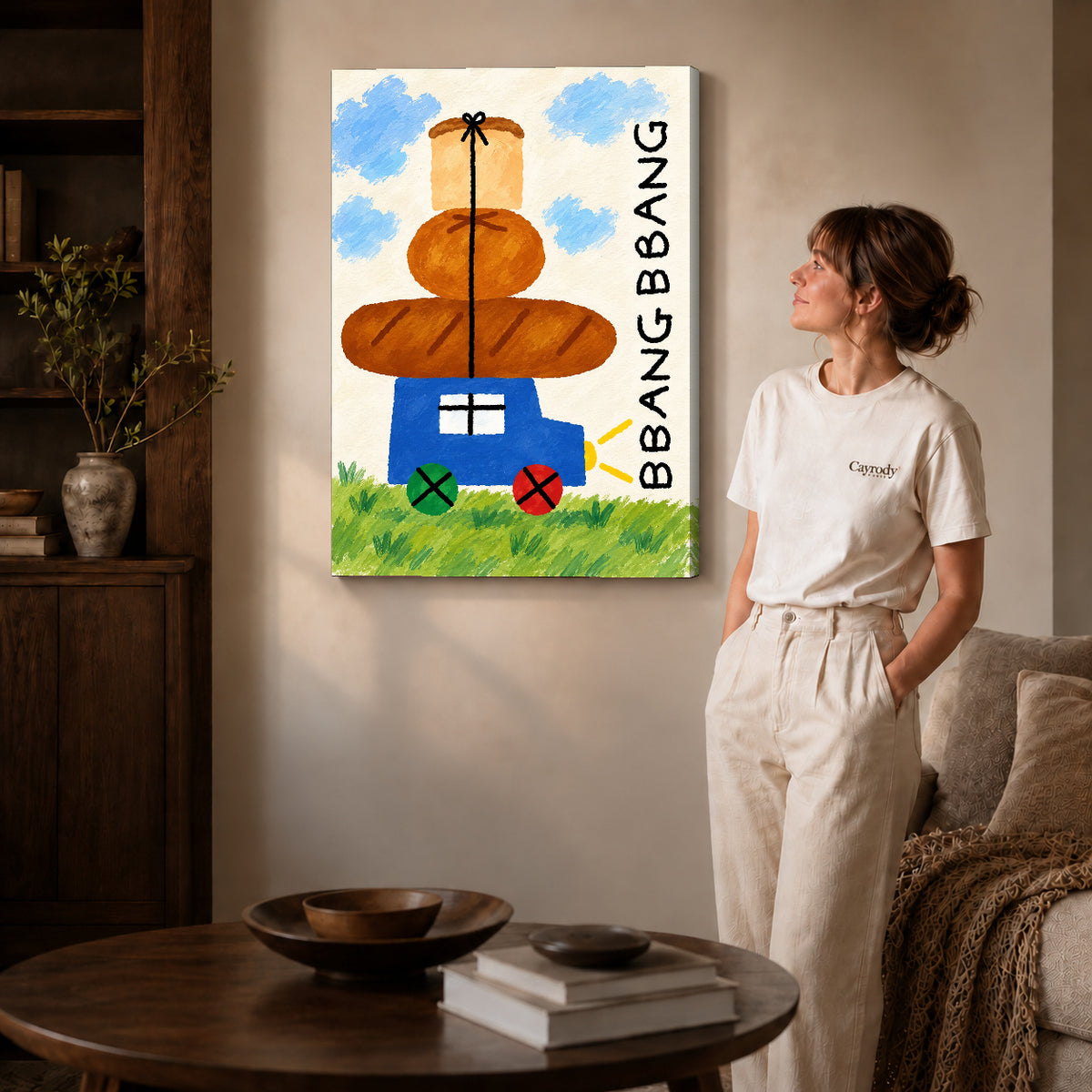 bread cart parade canvas art shown in the gallery-wrapped option with visible depth and warm surroundings.