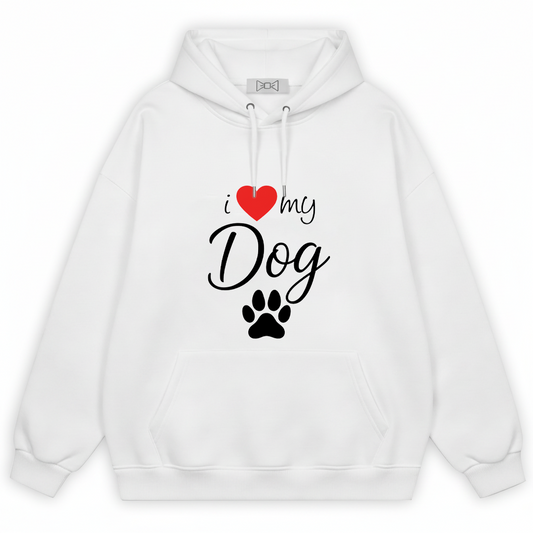 I Love My Dog Paw Print Hoodie H1092