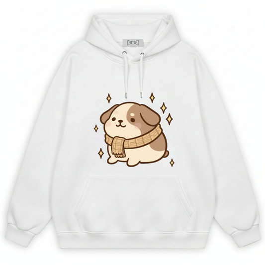Cozy Scarf Puppy Sparkle Kawaii Hoodie H1093