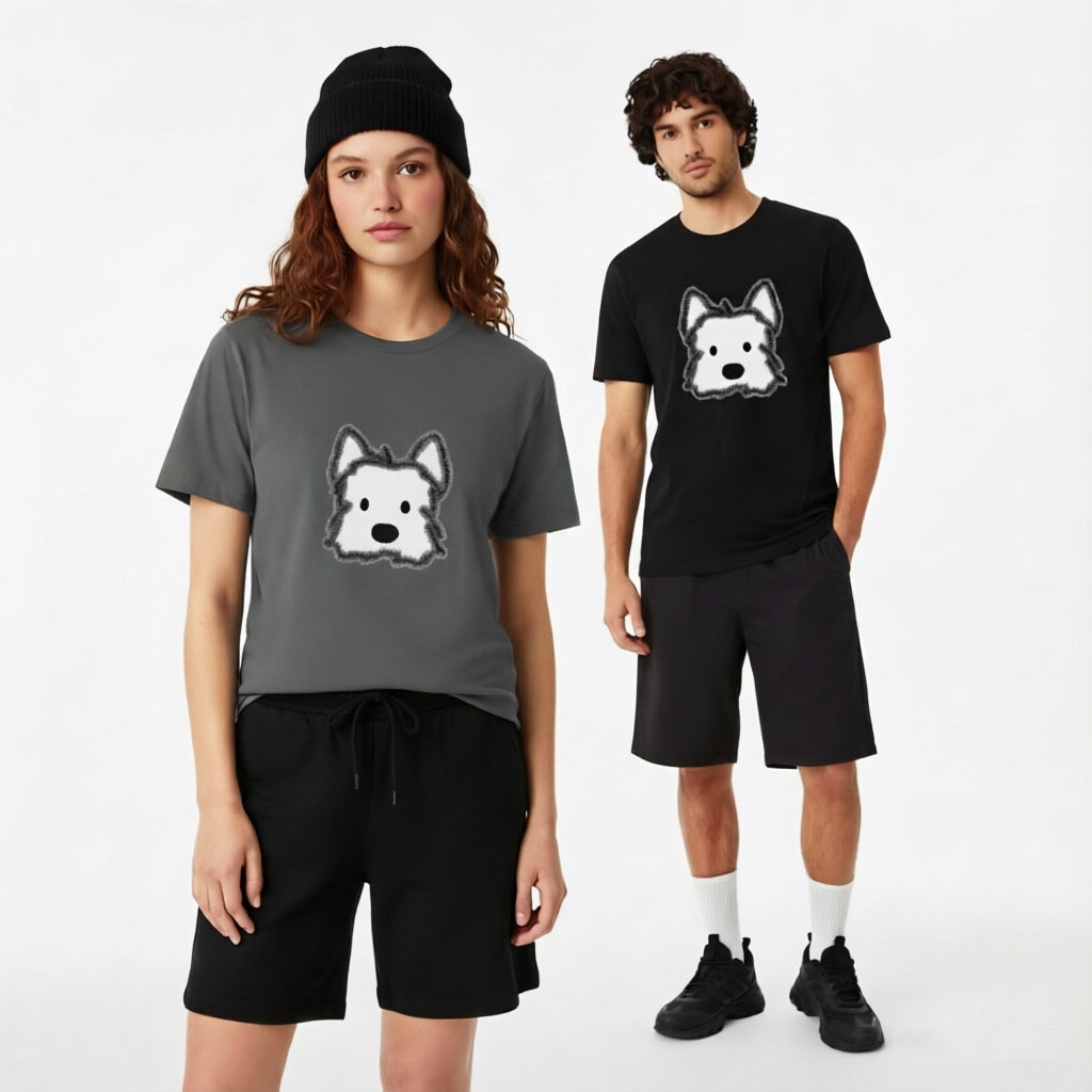 Fluffy Dog Graphic Tee | Minimalist Cute Animal T-Shirt T7005