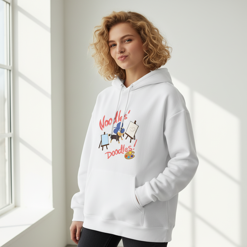 "Noodles' Doodles" Cute Artist Dachshund Graphic Hoodie H1142