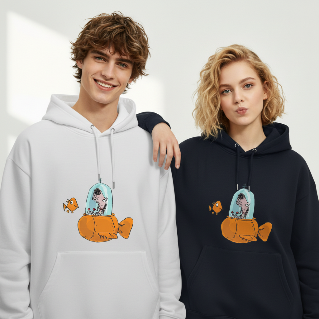 Dog in Fish Sub Funny Graphic Hoodie H1150