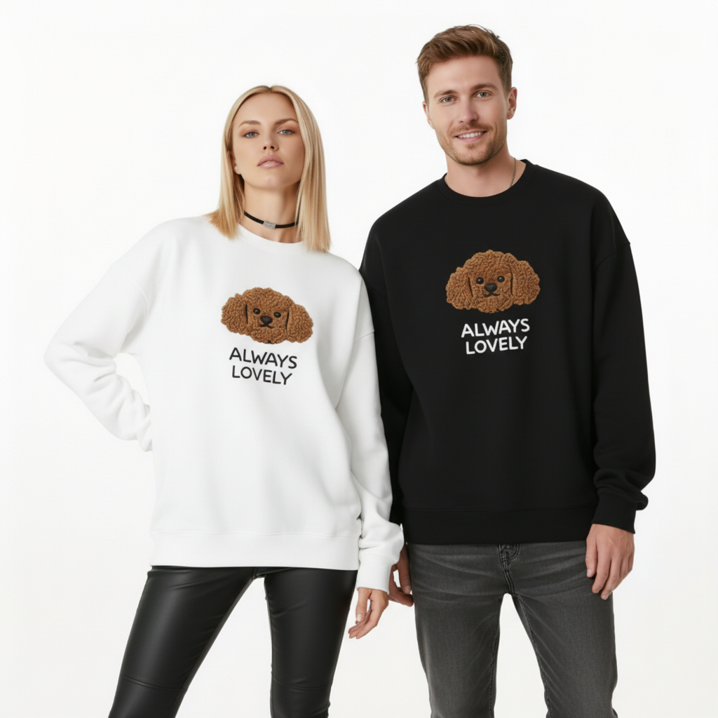 Always Lovely Curly Poodle Pet Lover Crewneck C1025