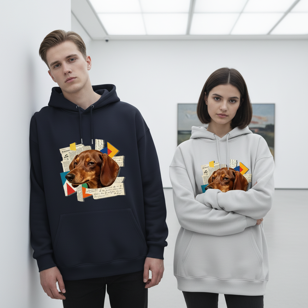 Retro Collage Dachshund Graphic Hoodie H1108