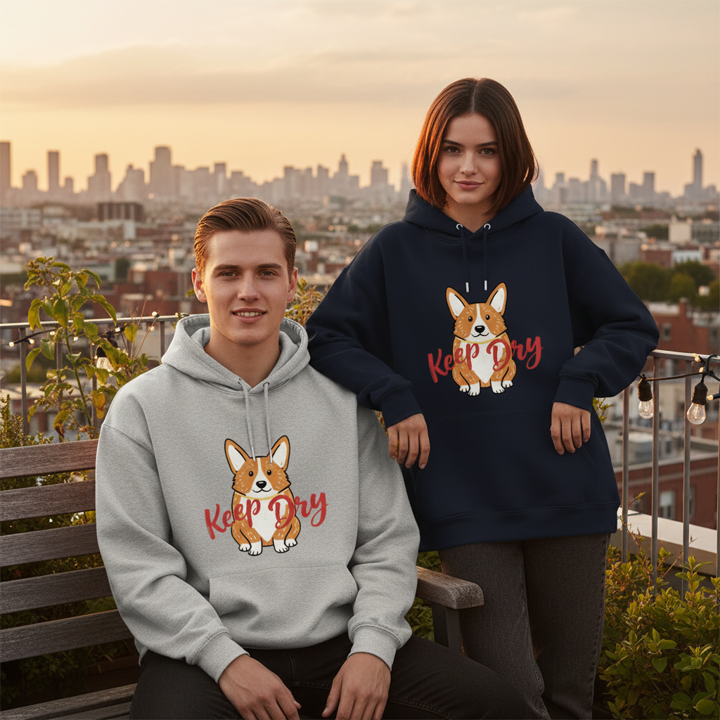 Keep Dry Cute Corgi Funny Graphic Hoodie H1114