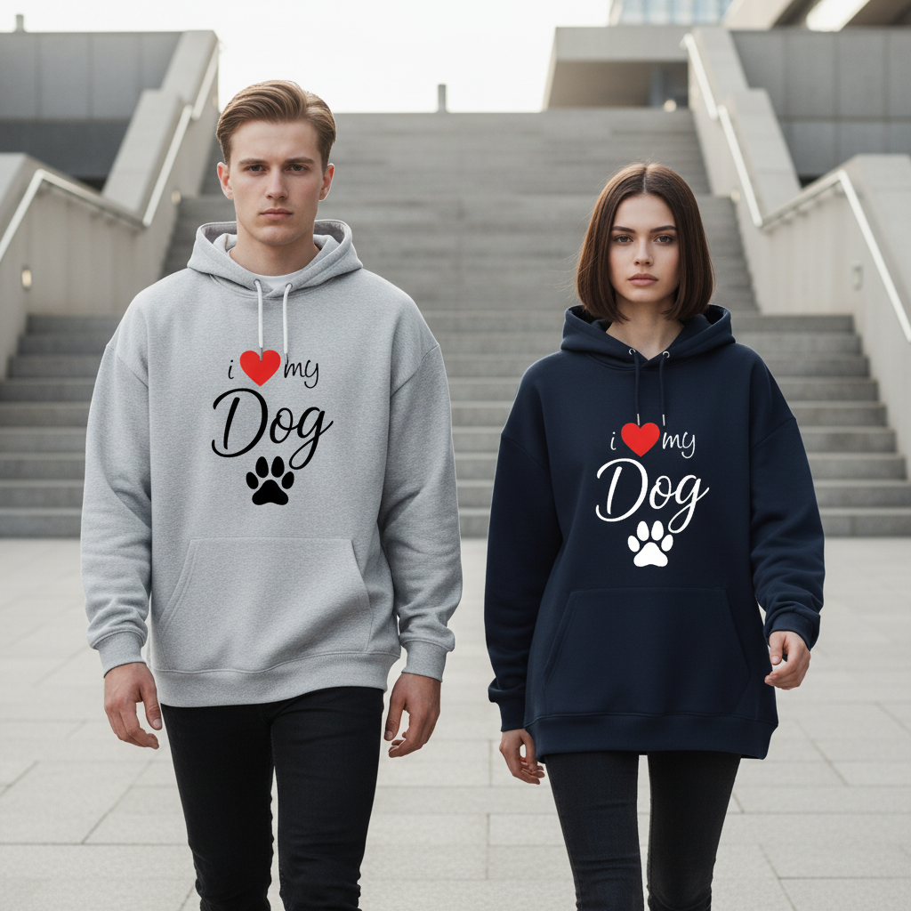 I Love My Dog Paw Print Hoodie H1092