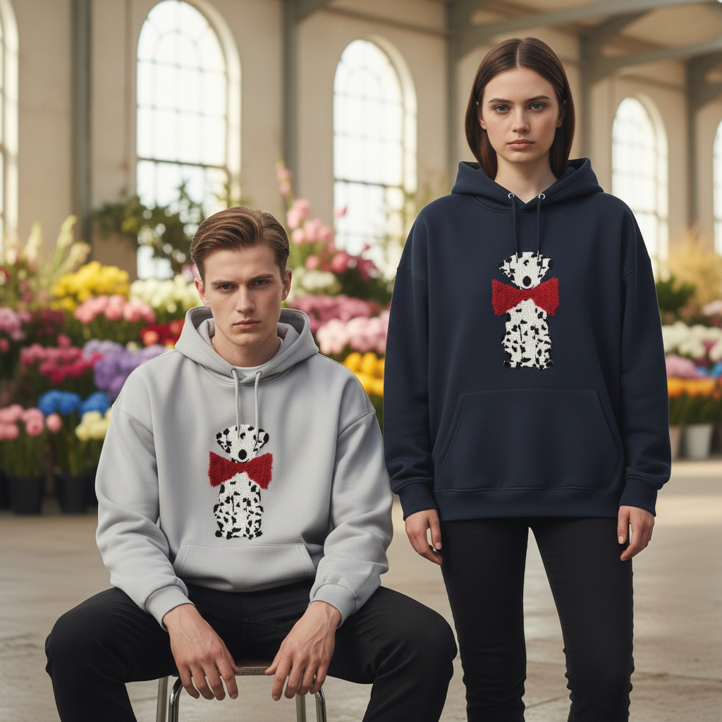 Dalmatian Red Bow Hoodie H1058
