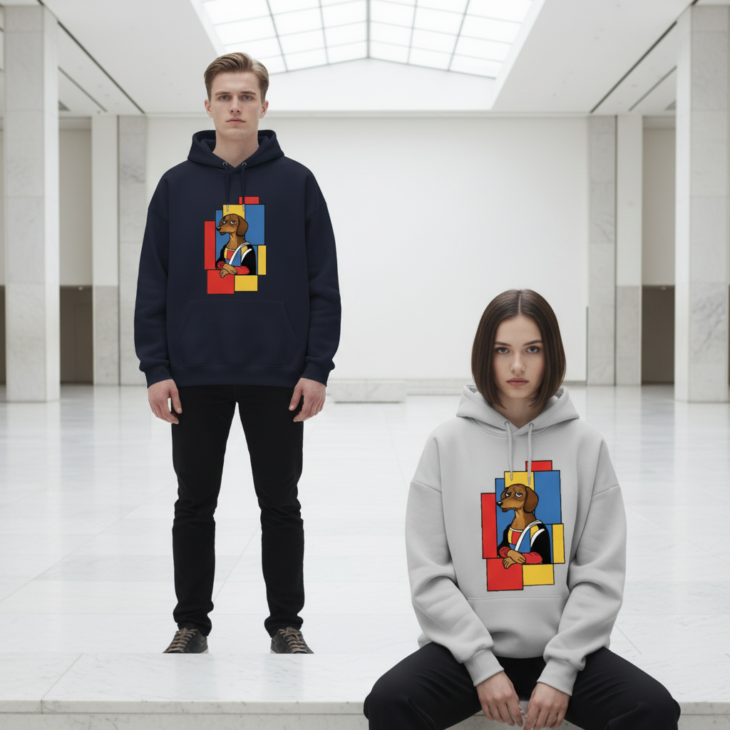 Mona Lisa Dachshund Art Funny Graphic Hoodie H1107