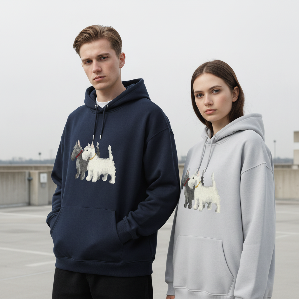Pixel Art Scottie Westie Dog Duo Hoodie H1056