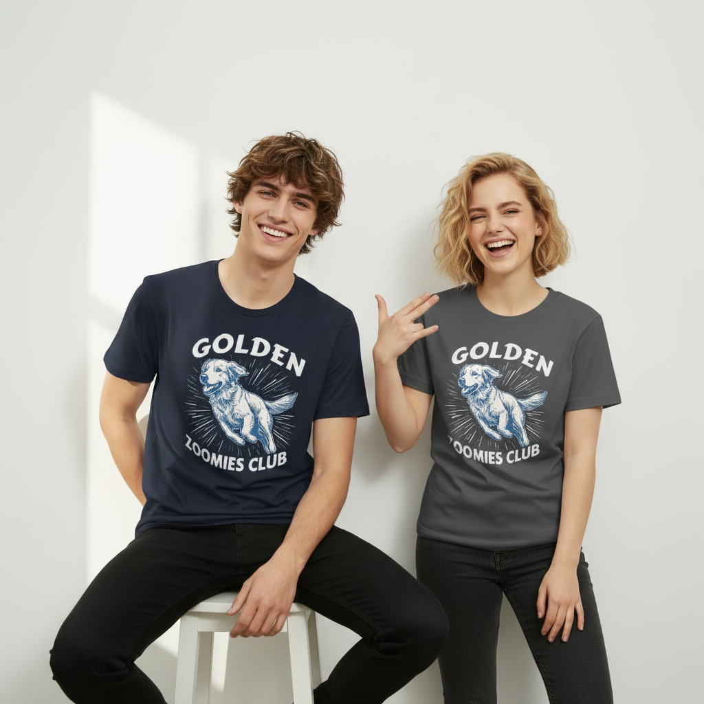 Golden Zoomies Club Retro Golden Retriever Graphic Tee T7110