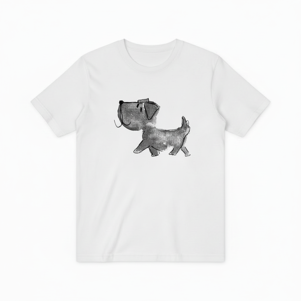 Watercolor Dog Graphic Tee Minimalist Animal Lover  T7000