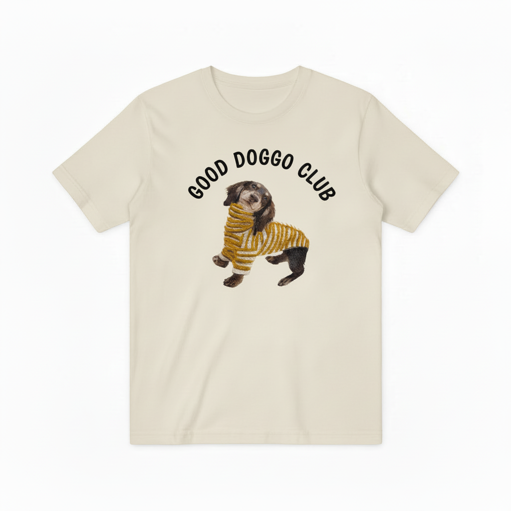 Striped Sweater Dog Graphic Tee Funny Animal Lover  T7003