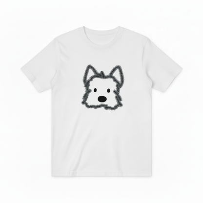 Fluffy Dog Graphic Tee | Minimalist Cute Animal T-Shirt T7005