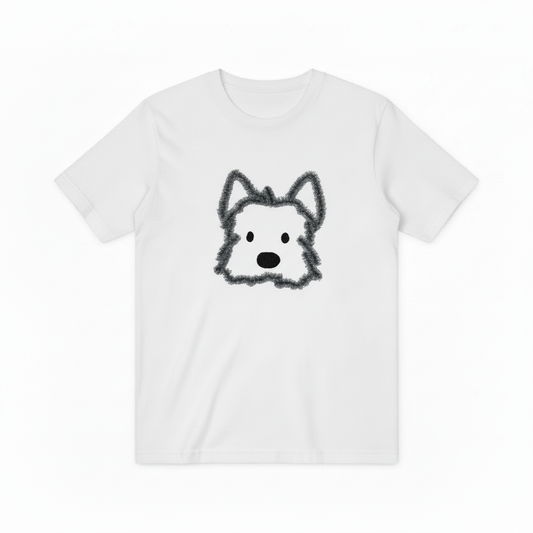 Fluffy Dog Graphic Tee | Minimalist Cute Animal T-Shirt T7005