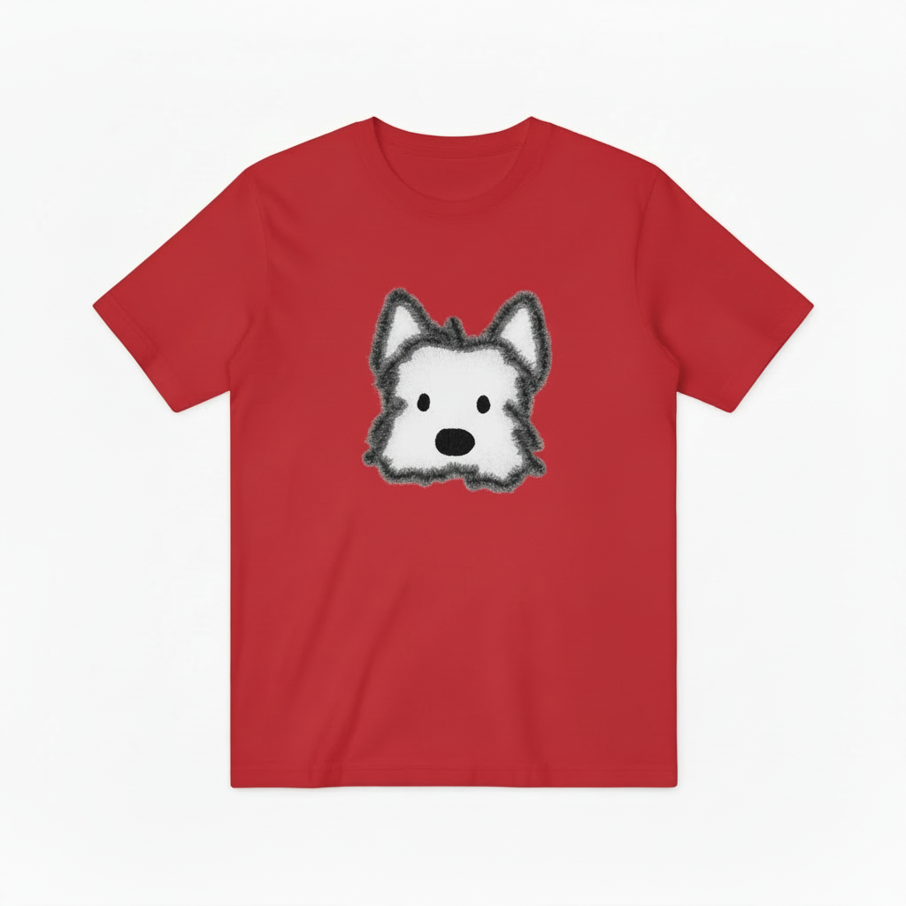 Fluffy Dog Graphic Tee | Minimalist Cute Animal T-Shirt T7005