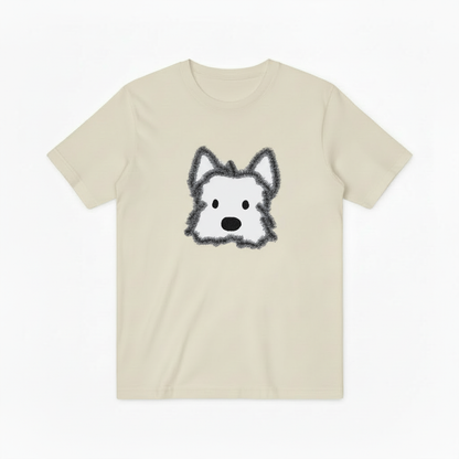 Fluffy Dog Graphic Tee | Minimalist Cute Animal T-Shirt T7005