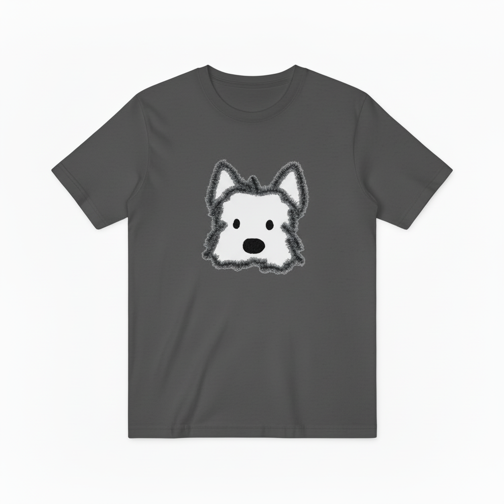 Fluffy Dog Graphic Tee | Minimalist Cute Animal T-Shirt T7005