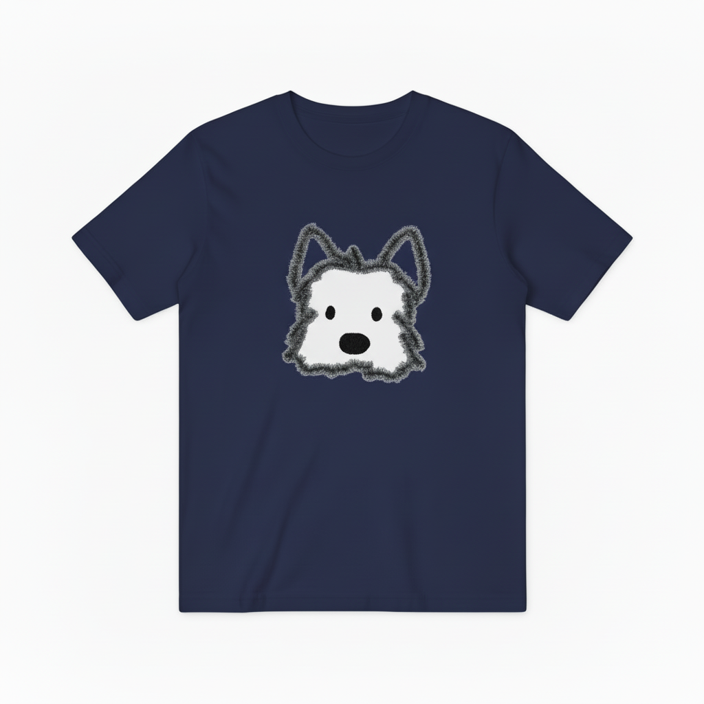 Fluffy Dog Graphic Tee | Minimalist Cute Animal T-Shirt T7005