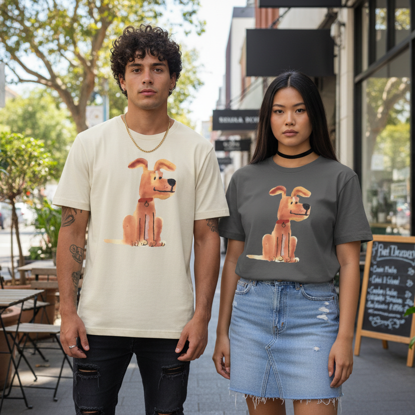Watercolor Dog Graphic Tee Minimalist Animal Lover Gift T7006