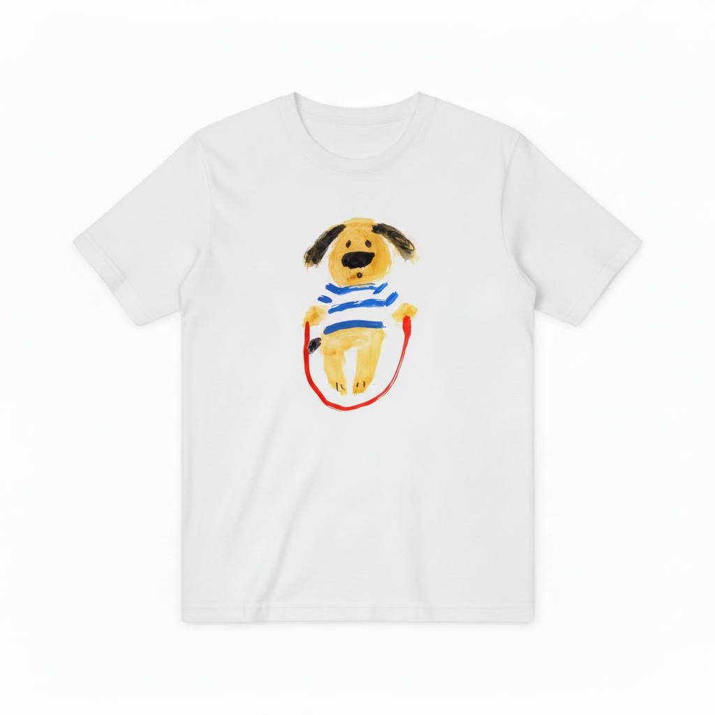 Jump Rope Dog Graphic Tee Playful Animal Lover T7007