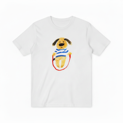 Jump Rope Dog Graphic Tee Playful Animal Lover T7007