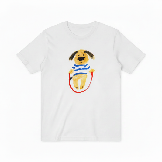 Jump Rope Dog Graphic Tee Playful Animal Lover T7007
