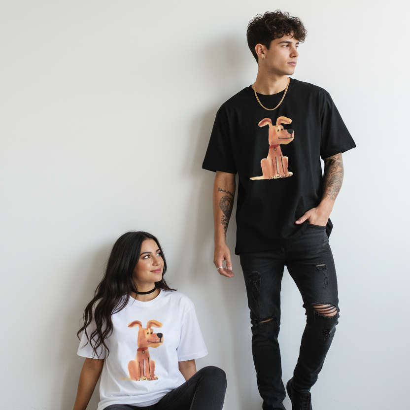 Watercolor Dog Graphic Tee Minimalist Animal Lover Gift T7006