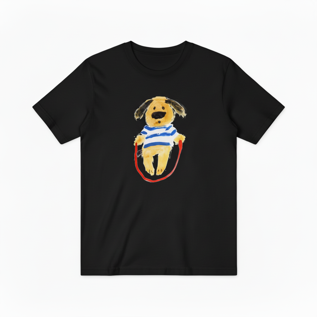Jump Rope Dog Graphic Tee Playful Animal Lover T7007