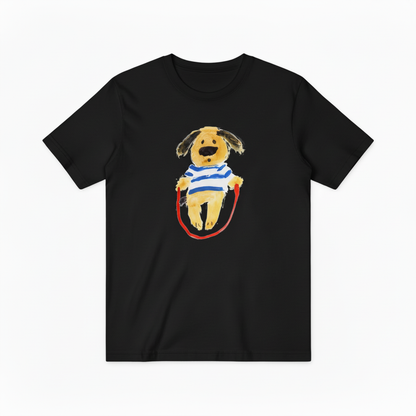 Jump Rope Dog Graphic Tee Playful Animal Lover T7007