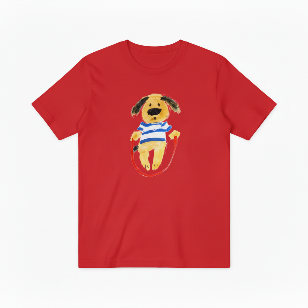 Jump Rope Dog Graphic Tee Playful Animal Lover T7007