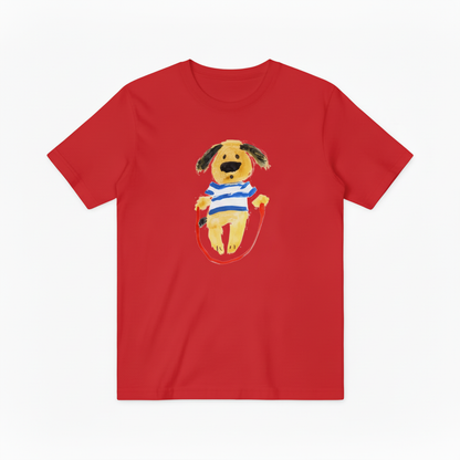 Jump Rope Dog Graphic Tee Playful Animal Lover T7007