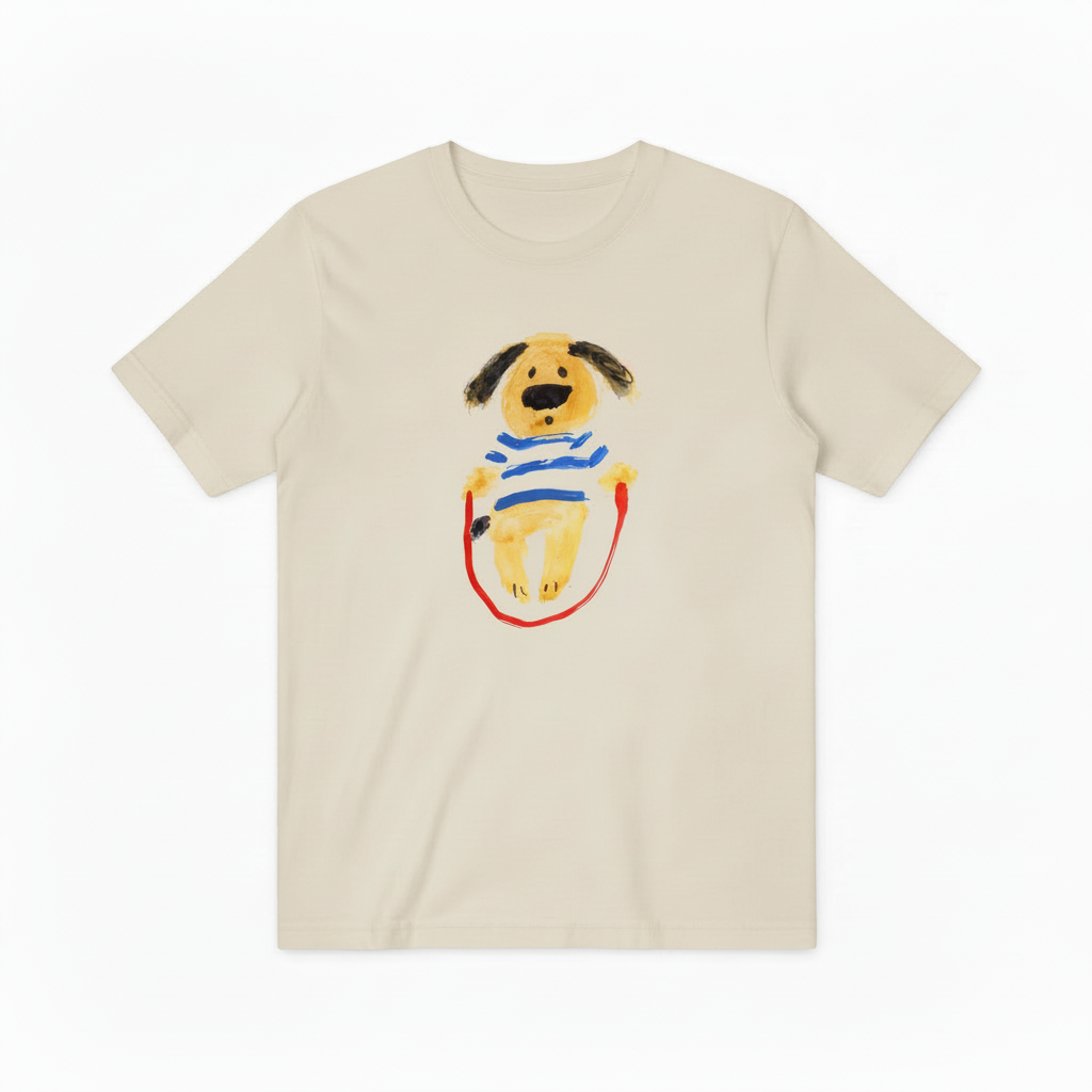 Jump Rope Dog Graphic Tee Playful Animal Lover T7007