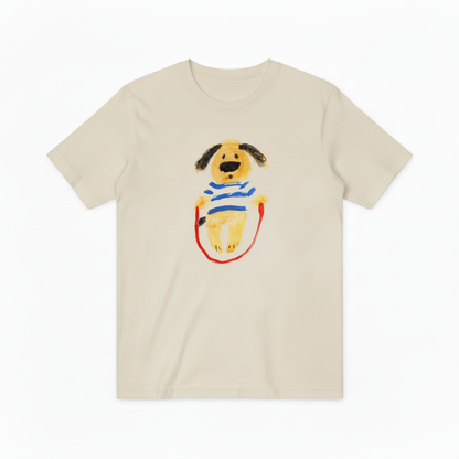 Jump Rope Dog Graphic Tee Playful Animal Lover T7007
