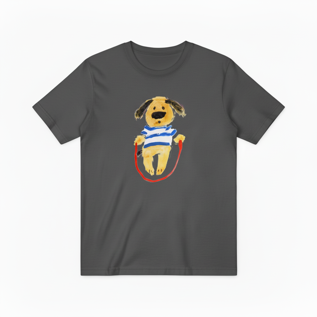 Jump Rope Dog Graphic Tee Playful Animal Lover T7007