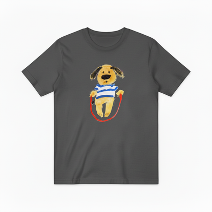 Jump Rope Dog Graphic Tee Playful Animal Lover T7007
