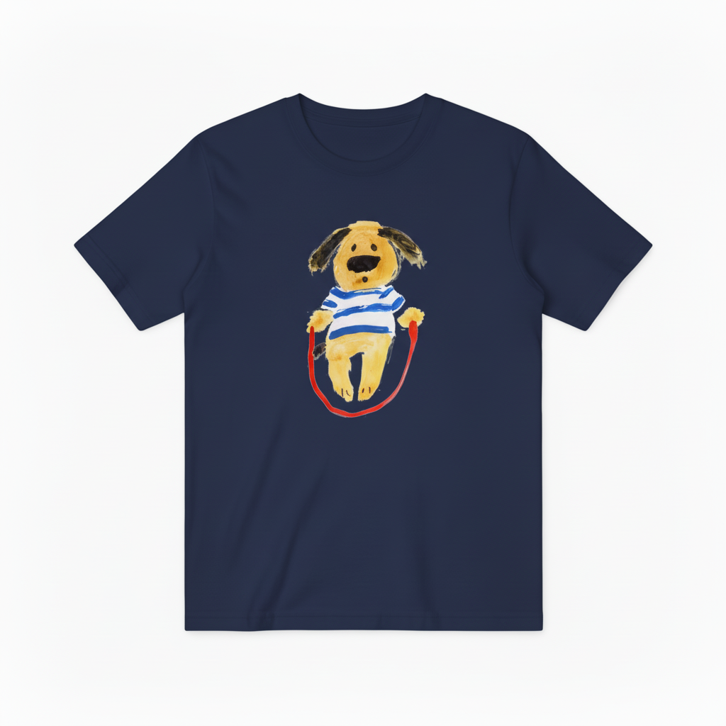 Jump Rope Dog Graphic Tee Playful Animal Lover T7007