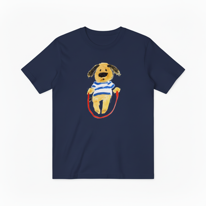Jump Rope Dog Graphic Tee Playful Animal Lover T7007