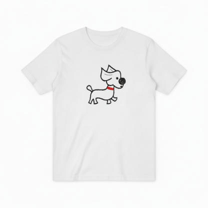 Embroidered Dog Graphic Tee Minimalist Animal Lover Gift T7013